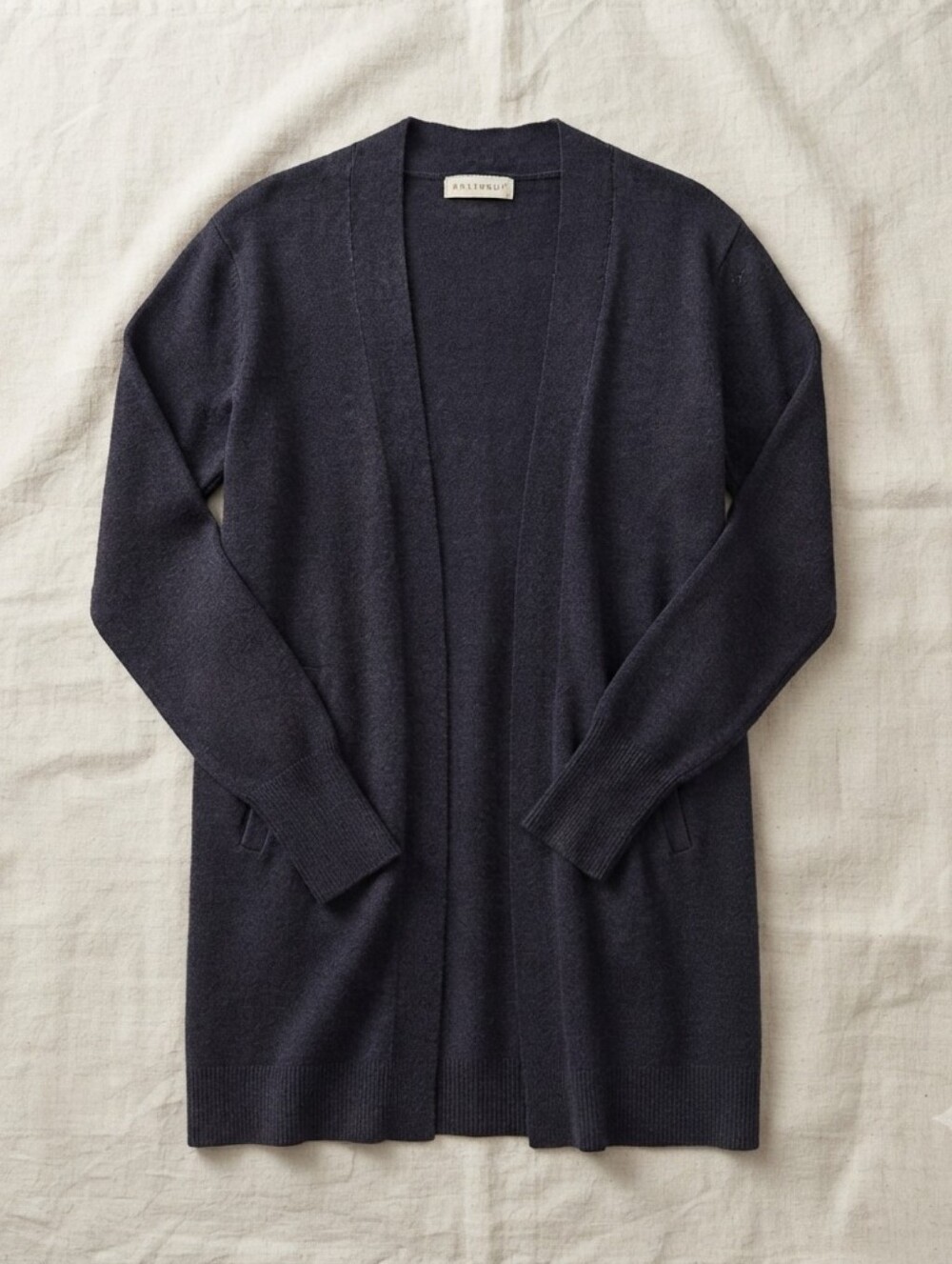 Women's Navy Open-Front Long Cardigan Sweater